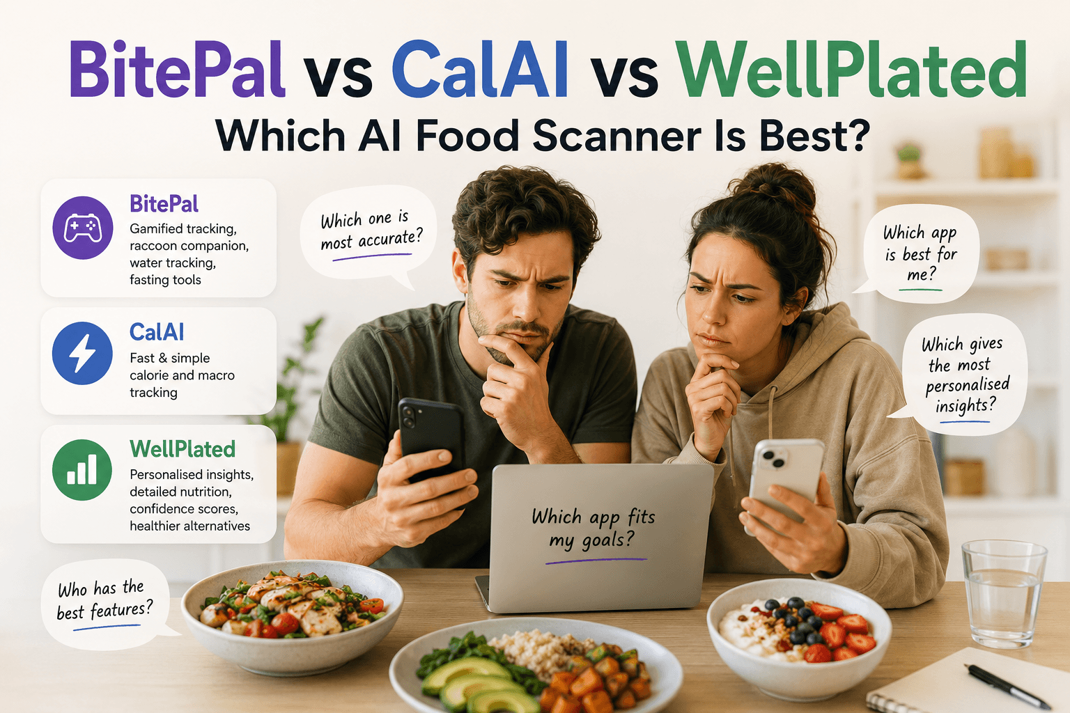 BitePal vs Cal AI vs WellPlated: Which AI Food Scanner Is Best for You?